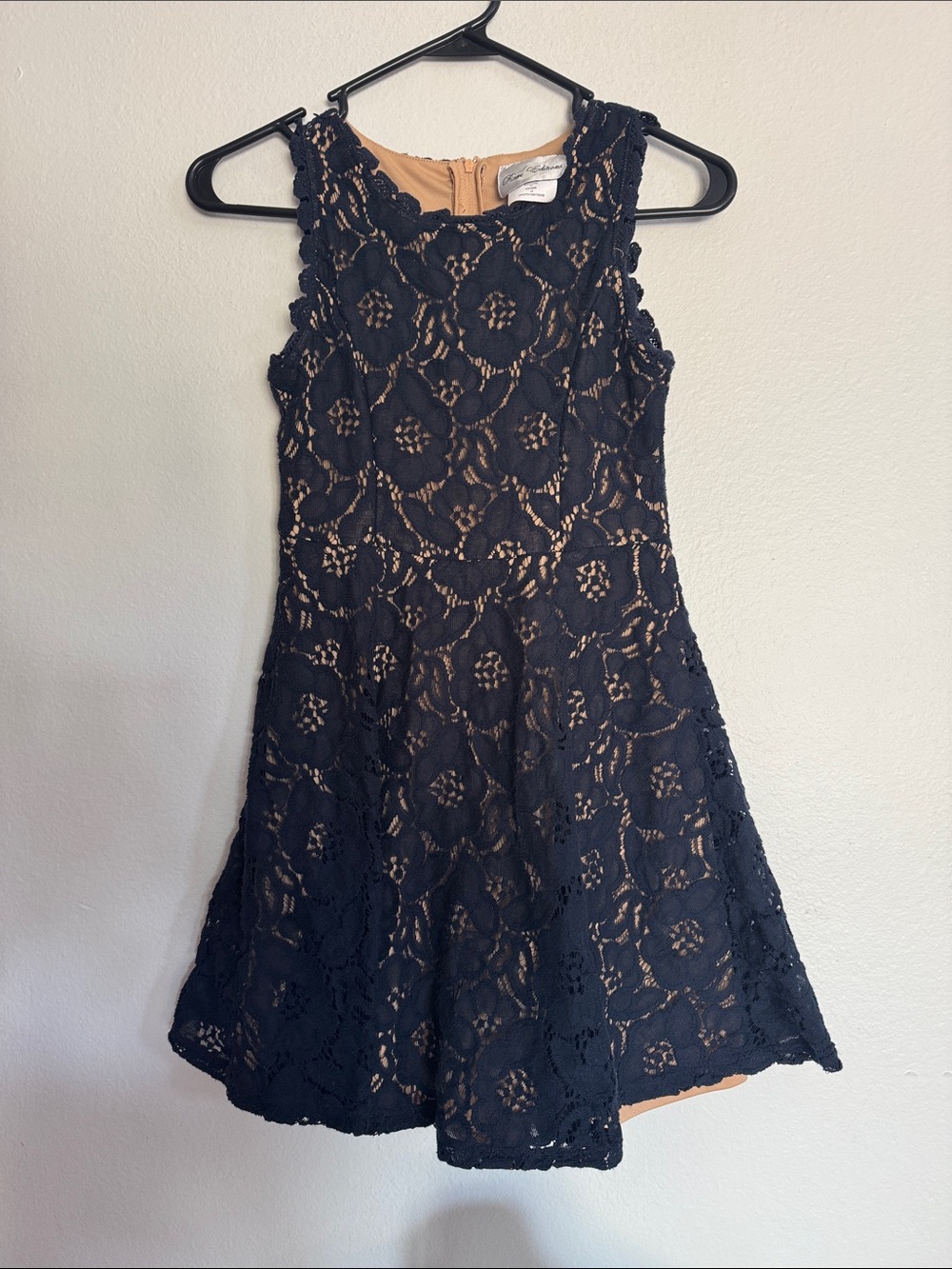 Rare Editions Navy Lace Dress with Nude Lining